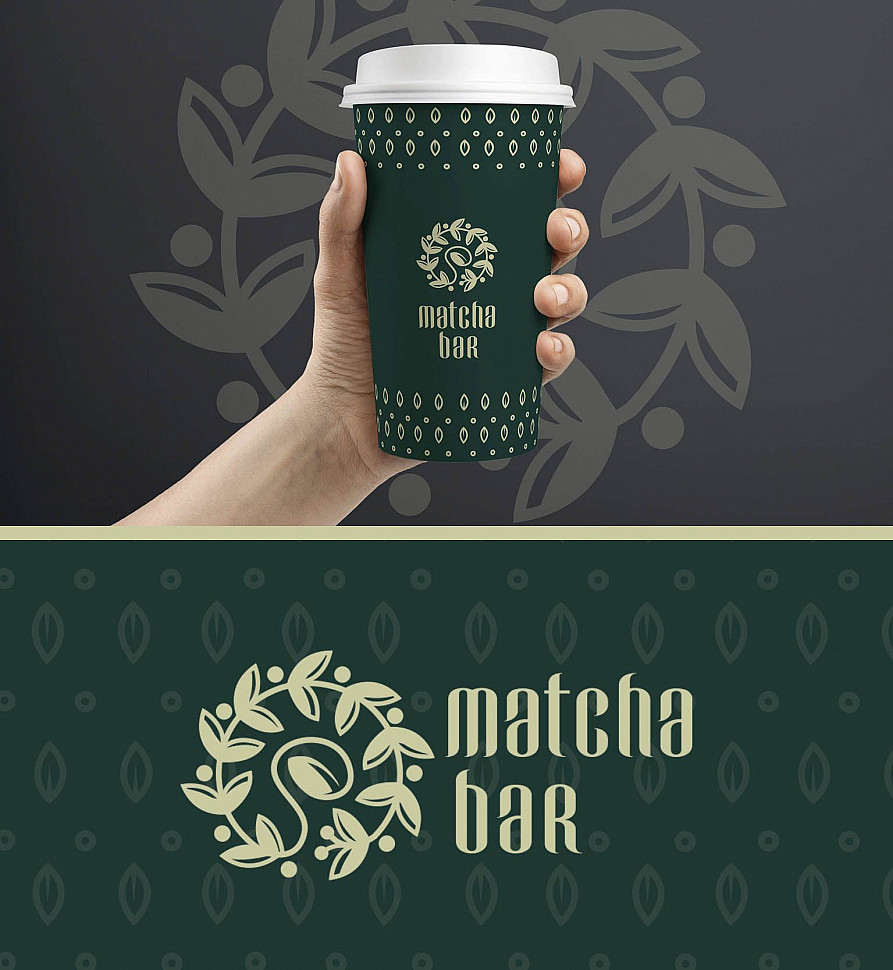 Наше портфолио - Логотип и фирменный стиль для &quot;Matcha bar&quot;