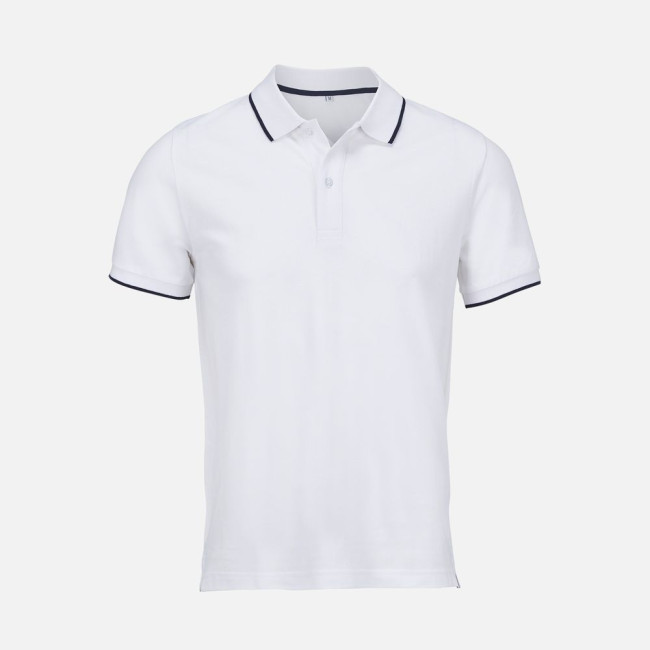 Рубашка поло унисекс Palermo, белая с темно-синим