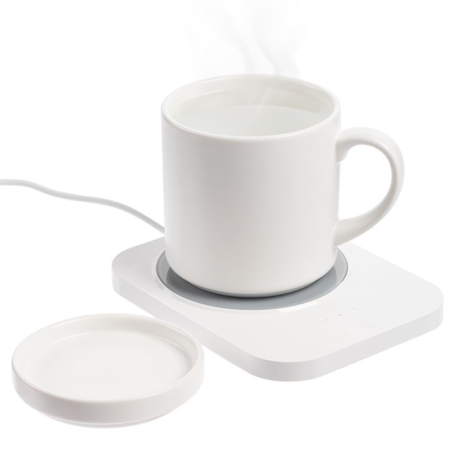 Кружка с подогревом и беспроводной зарядкой dualBase plus, белая