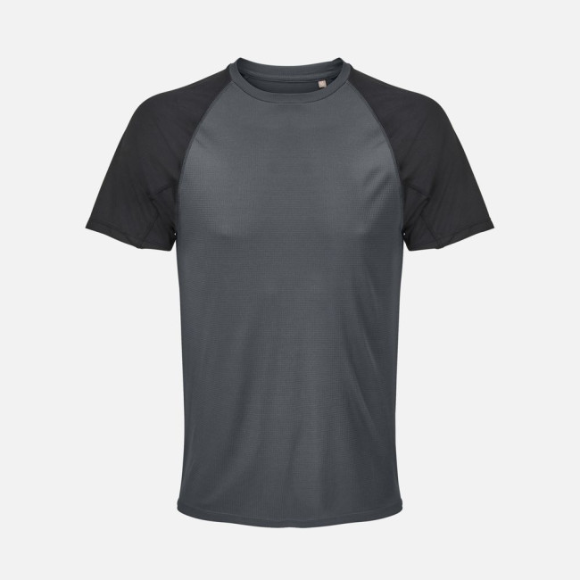 Футболка спортивная унисекс Vortex, черная с темно-серым