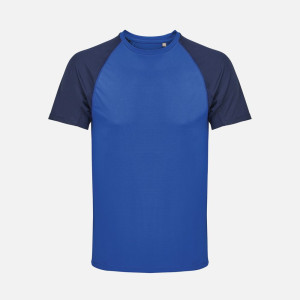 Футболка спортивная унисекс Vortex, темно-синяя с ярко-синим